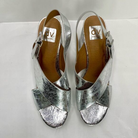 NWOB DV by Dolce Vita Wentz Platform Crackled Silver Metallic Women’s 11 Disco - Picture 10 of 11
